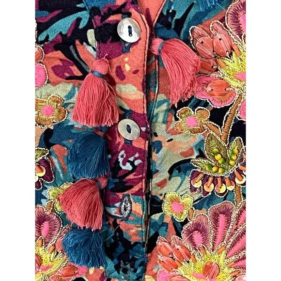 Soft Surroundings Sz L Petite Florence Dress Floral Midi Coastal Vacation Cruise - Picture 10 of 14